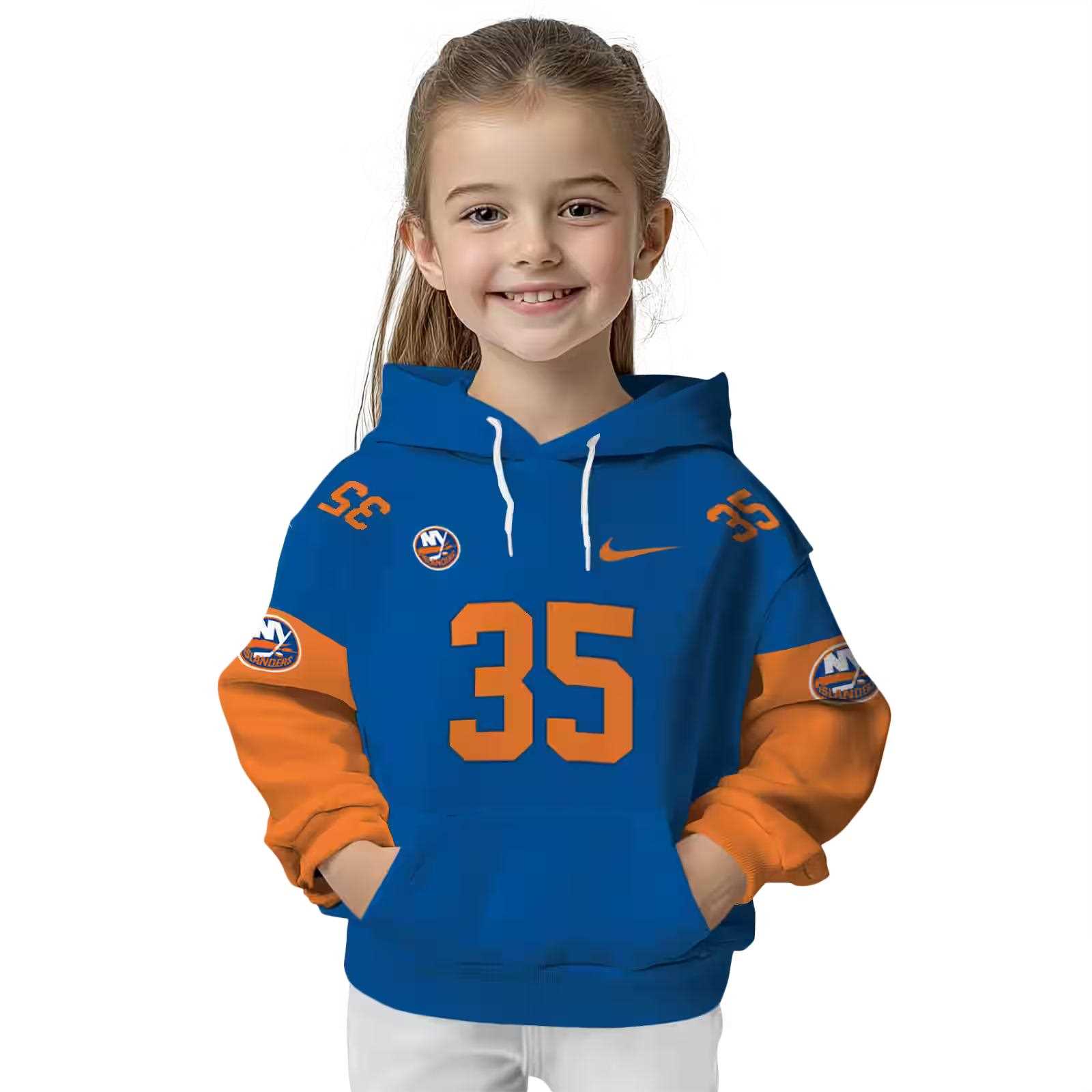 customized new york islanders minimal design blue hoodie top rated