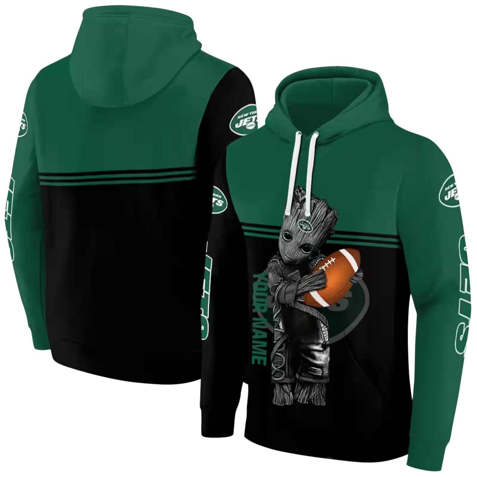 customized new york jets baby groot green black hoodie fashion forward