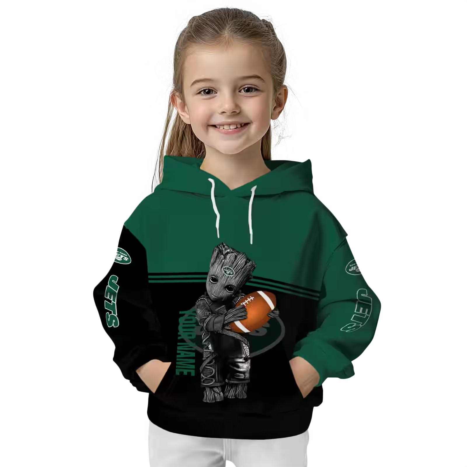 customized new york jets baby groot green black hoodie top rated