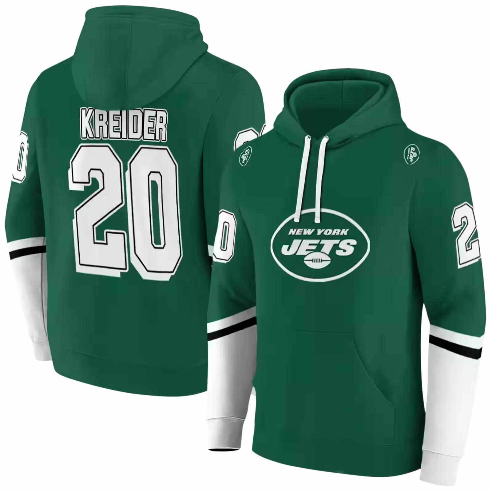 customized new york jets striped sleeves green hoodie fashion forward