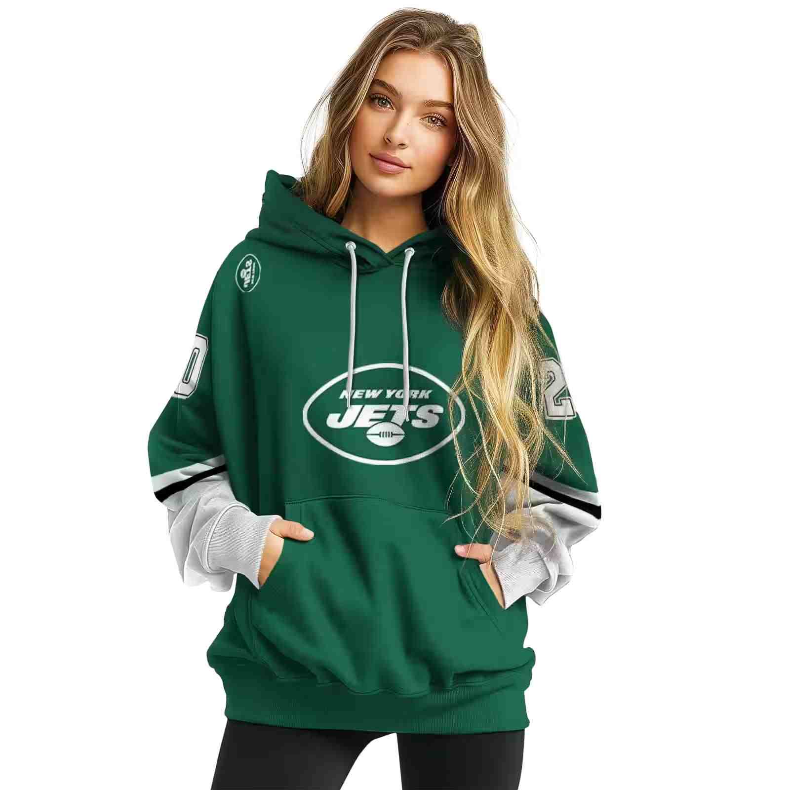 customized new york jets striped sleeves green hoodie high quality