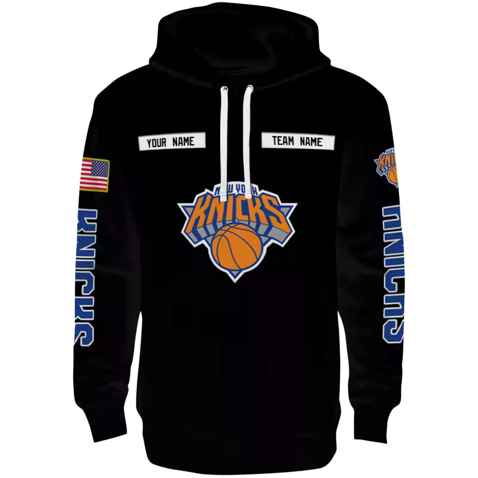 Customized New York Knicks Punisher Skull Black Hoodie