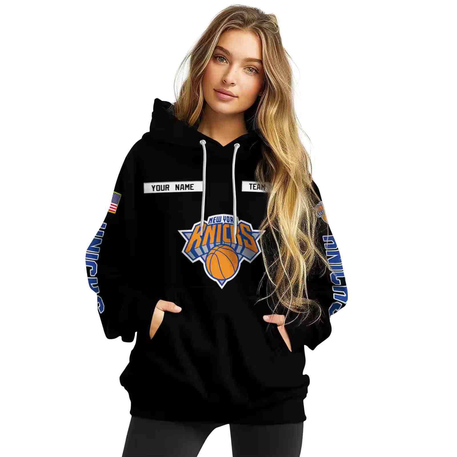 customized new york knicks punisher skull black hoodie high quality