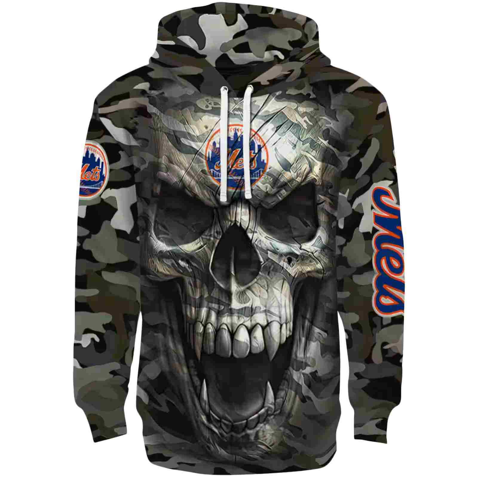 Customized New York Mets Camo Skull Hoodie