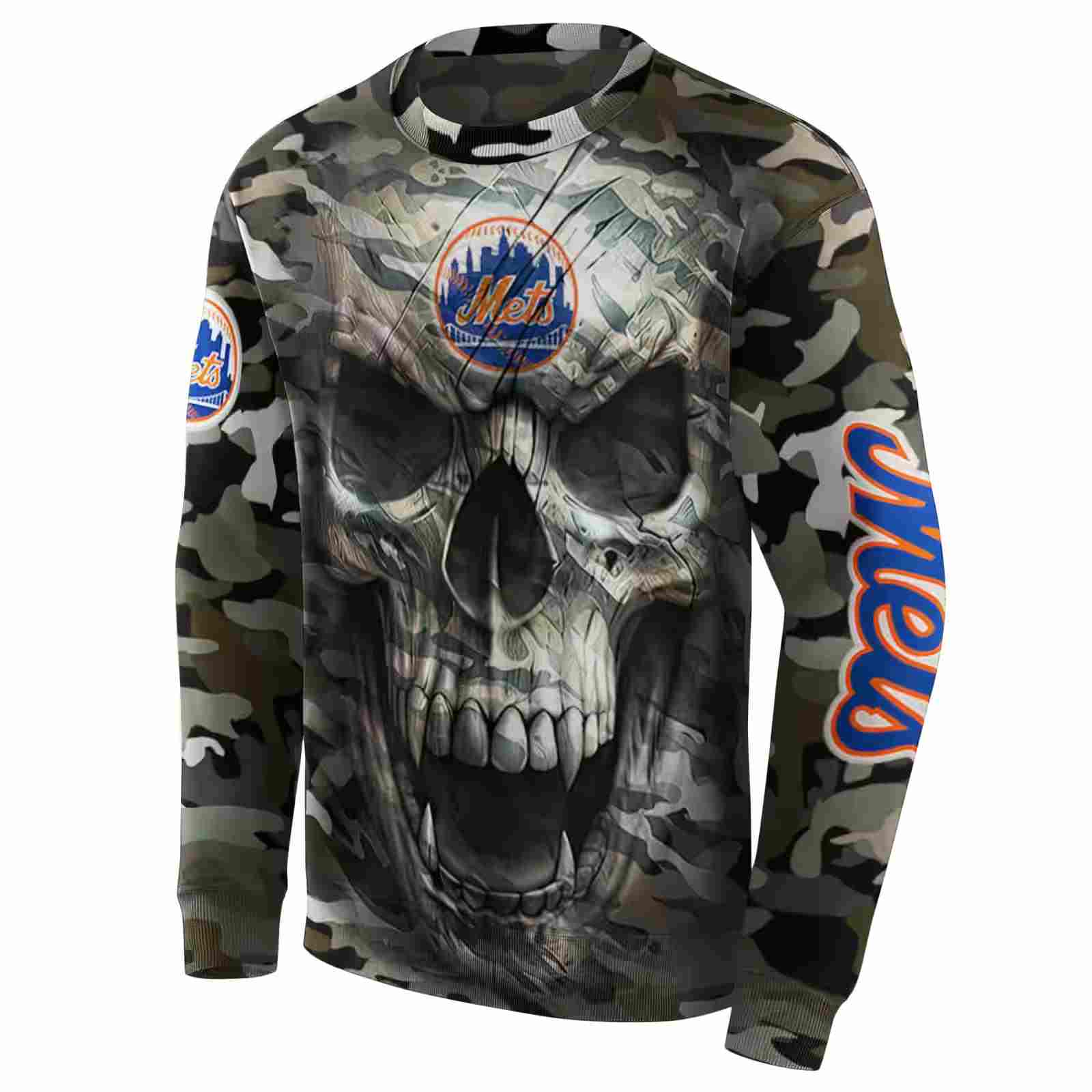 customized new york mets camo skull hoodie new arrival