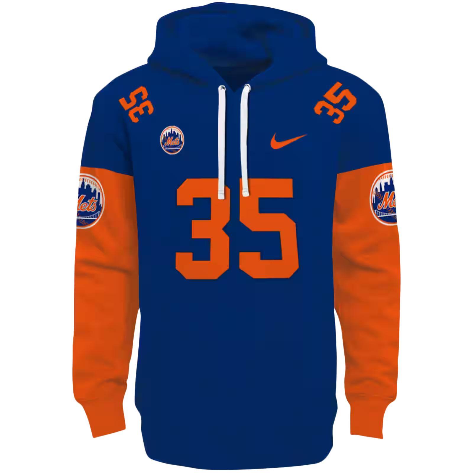 Customized New York Mets Minimal Design Blue Hoodie