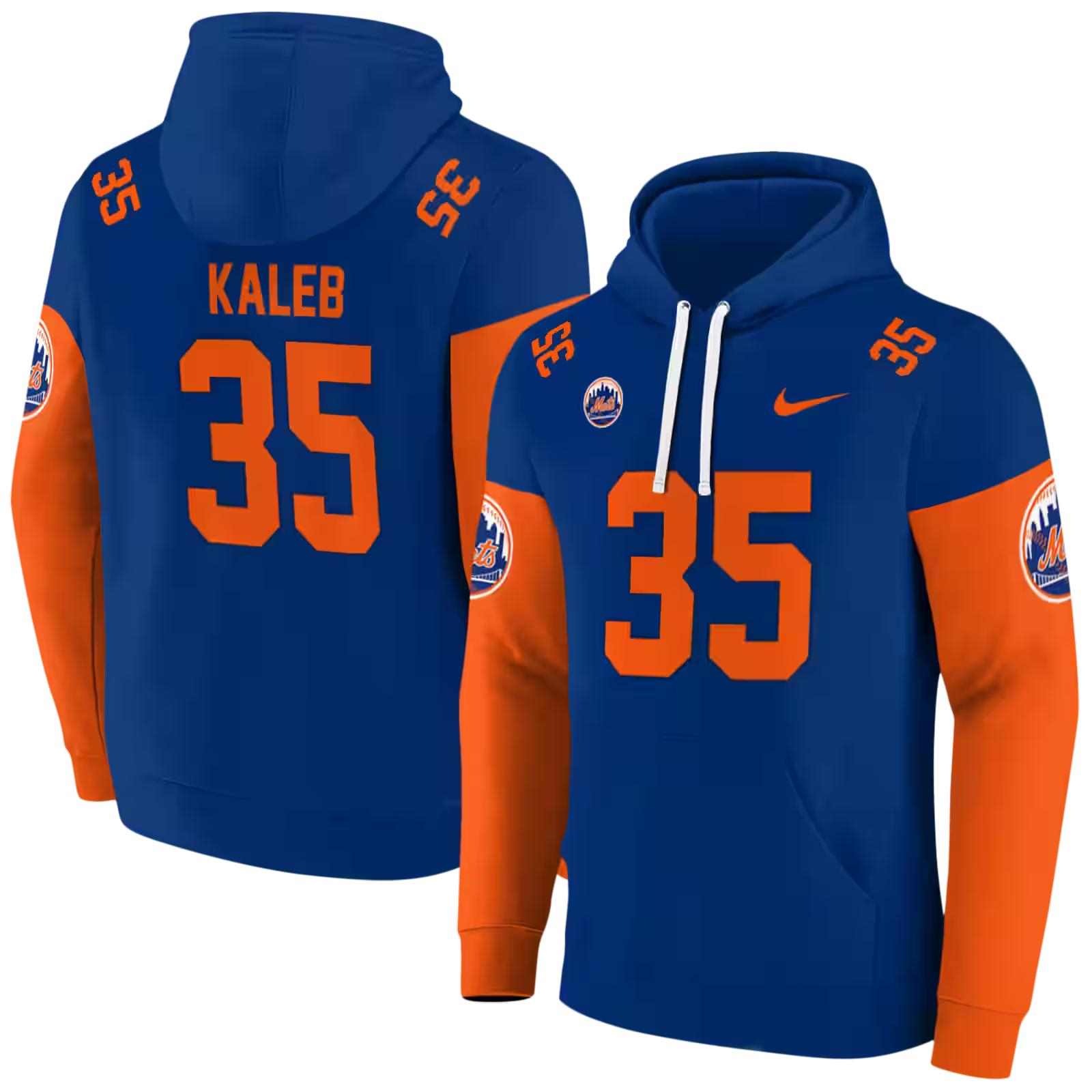 customized new york mets minimal design blue hoodie fashion forward