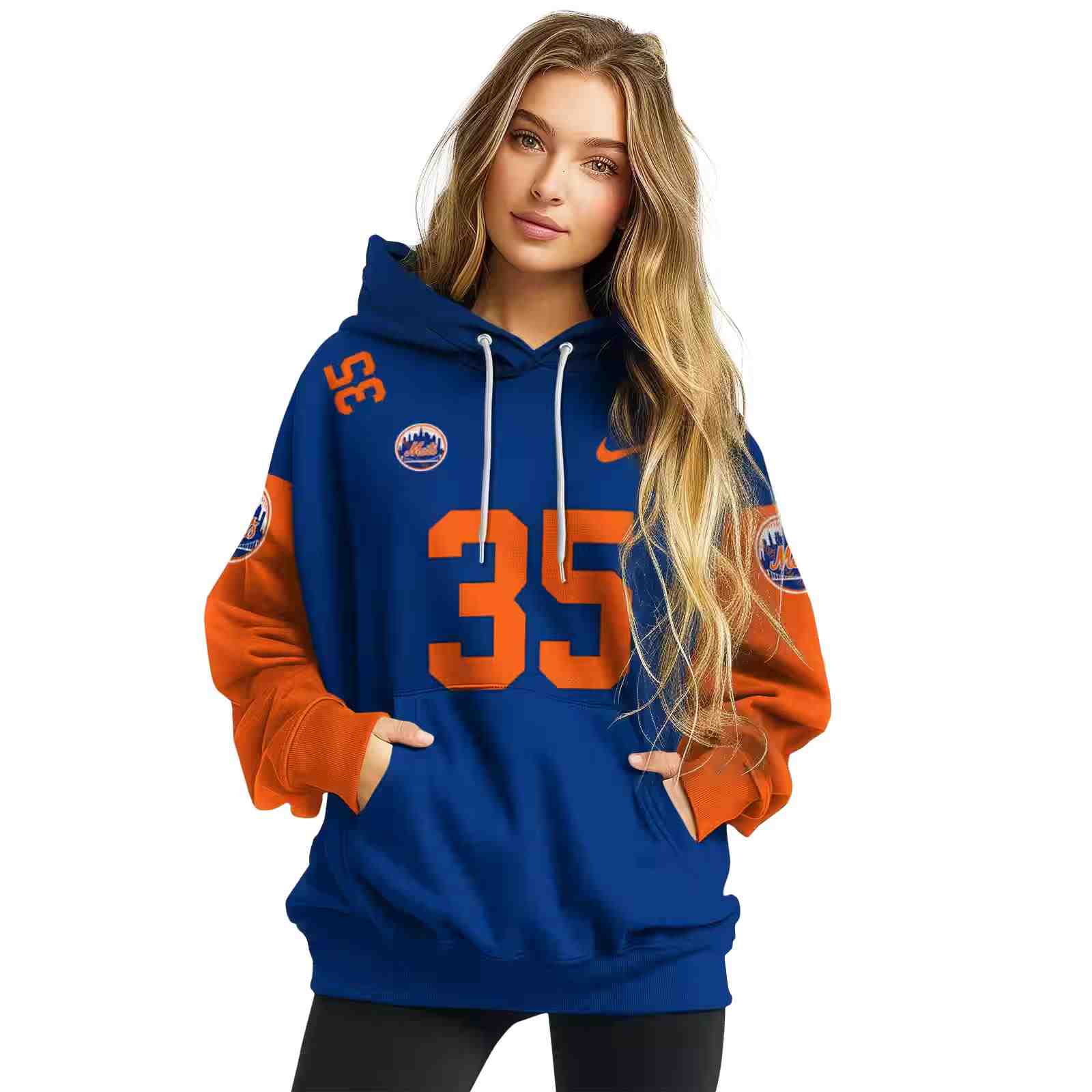 customized new york mets minimal design blue hoodie high quality