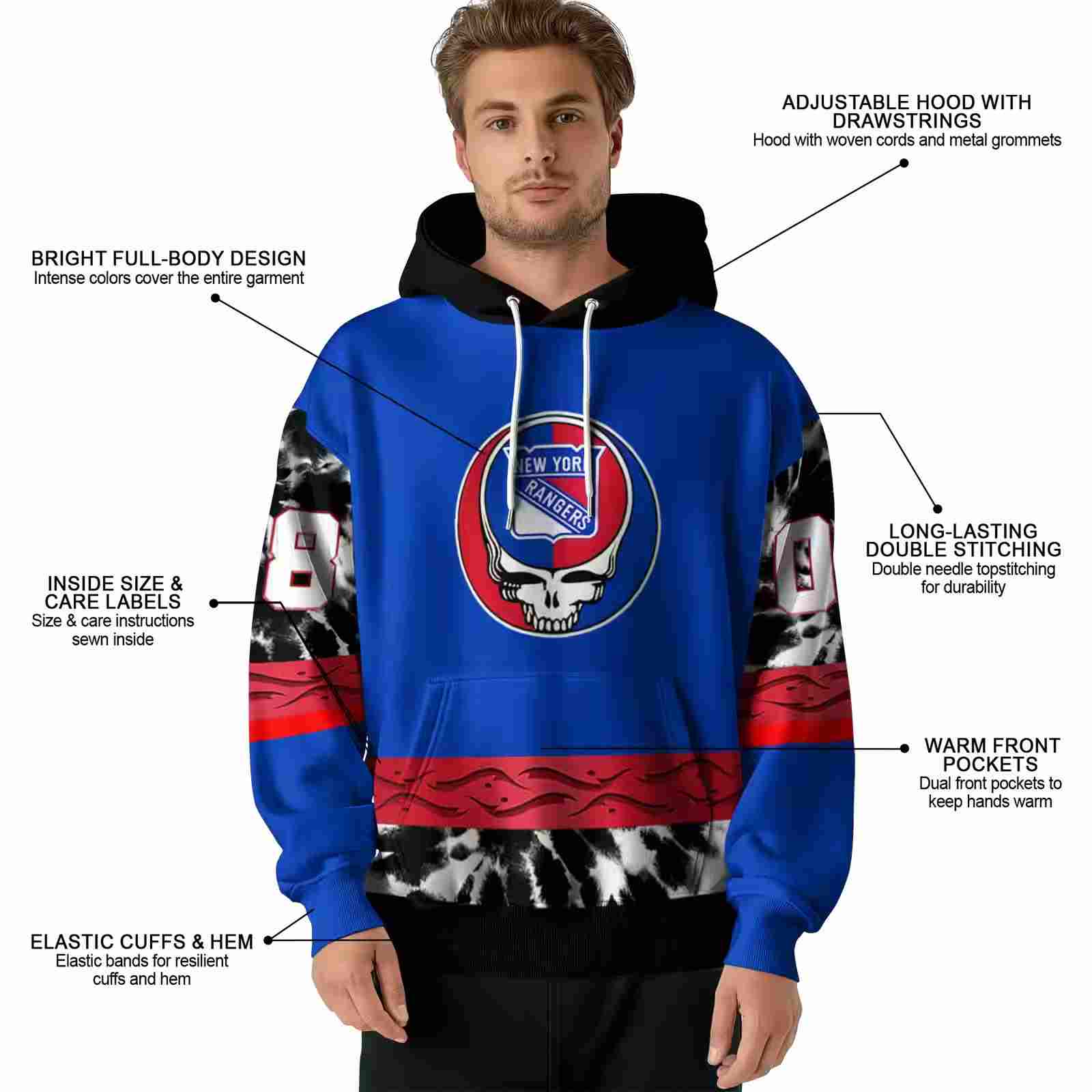 customized new york rangers grateful vibes blue hoodie latest model