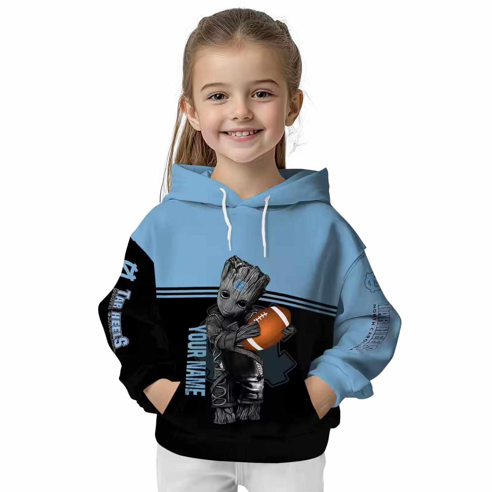 customized north carolina tar heels baby groot light blue black hoodie top rated