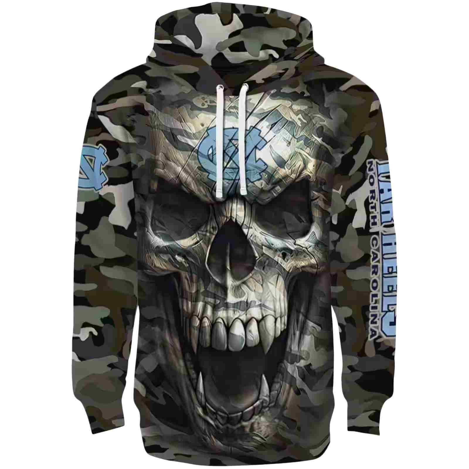 Customized North Carolina Tar Heels Camo Skull Hoodie