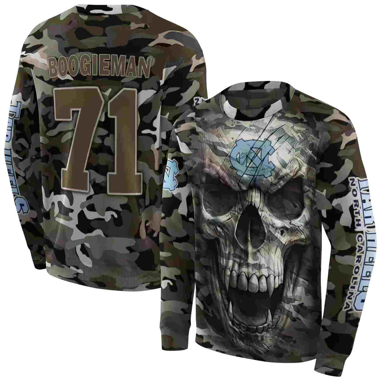 customized north carolina tar heels camo skull hoodie premium grade