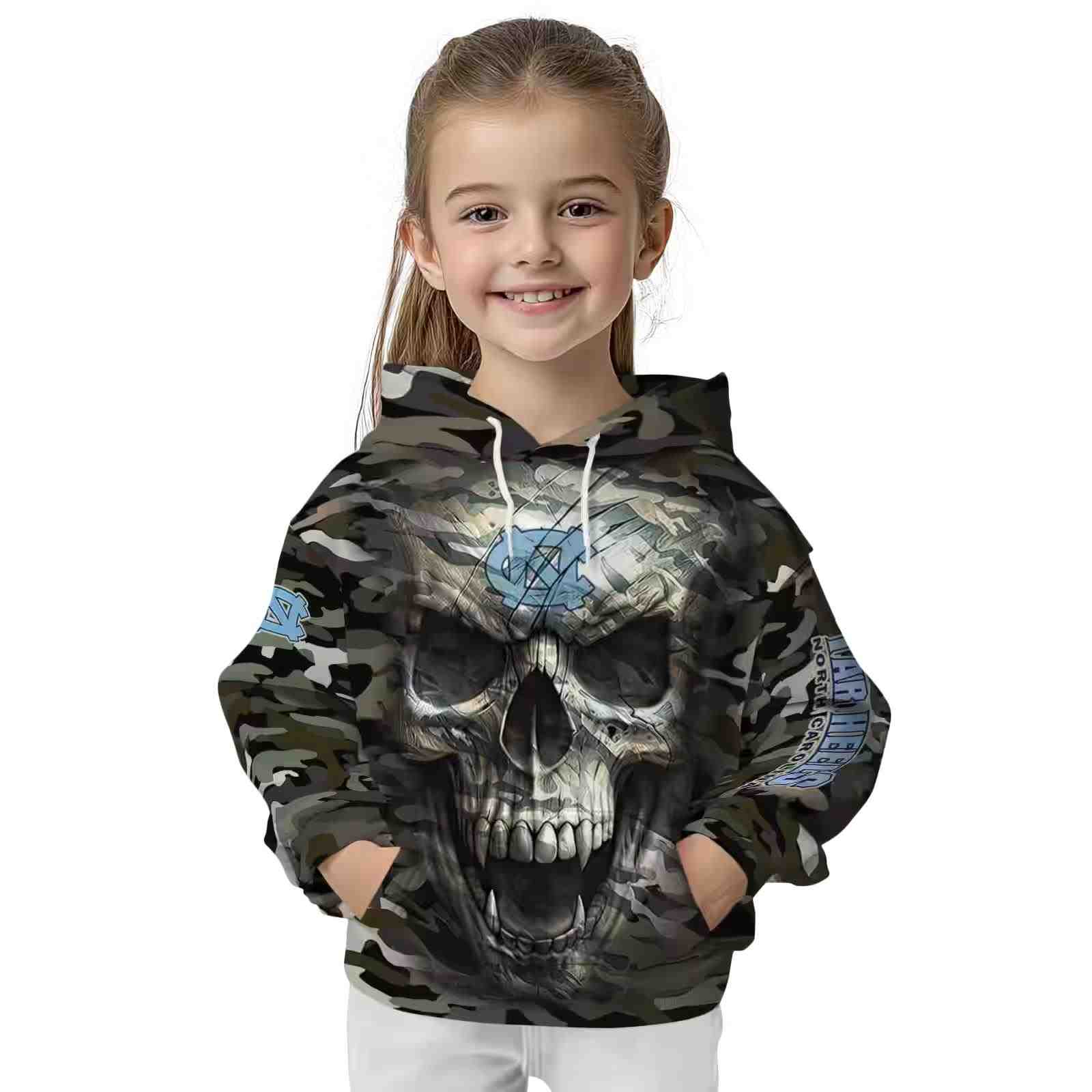 customized north carolina tar heels camo skull hoodie top rated