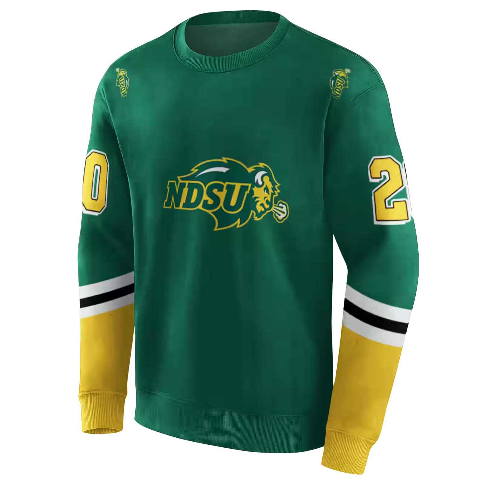 customized north dakota state bison striped sleeves green hoodie new arrival