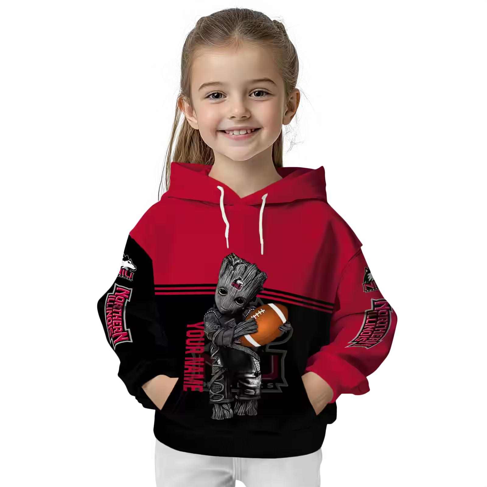 customized northern illinois huskies baby groot red black hoodie top rated