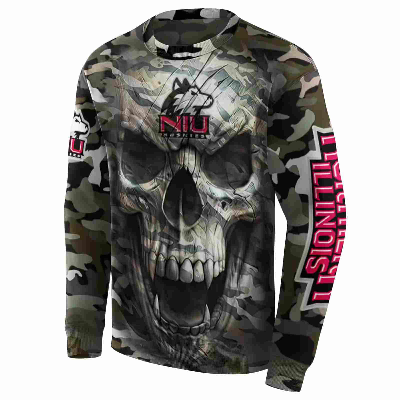 customized northern illinois huskies camo skull hoodie new arrival