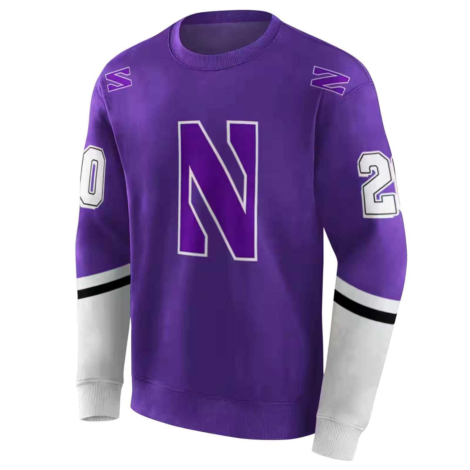 customized northwestern wildcats striped sleeves purple hoodie new arrival