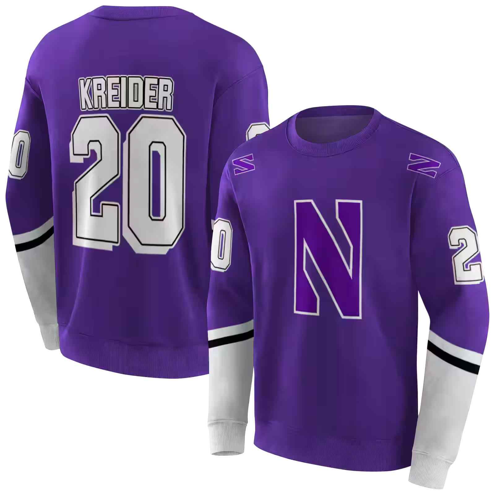 customized northwestern wildcats striped sleeves purple hoodie premium grade