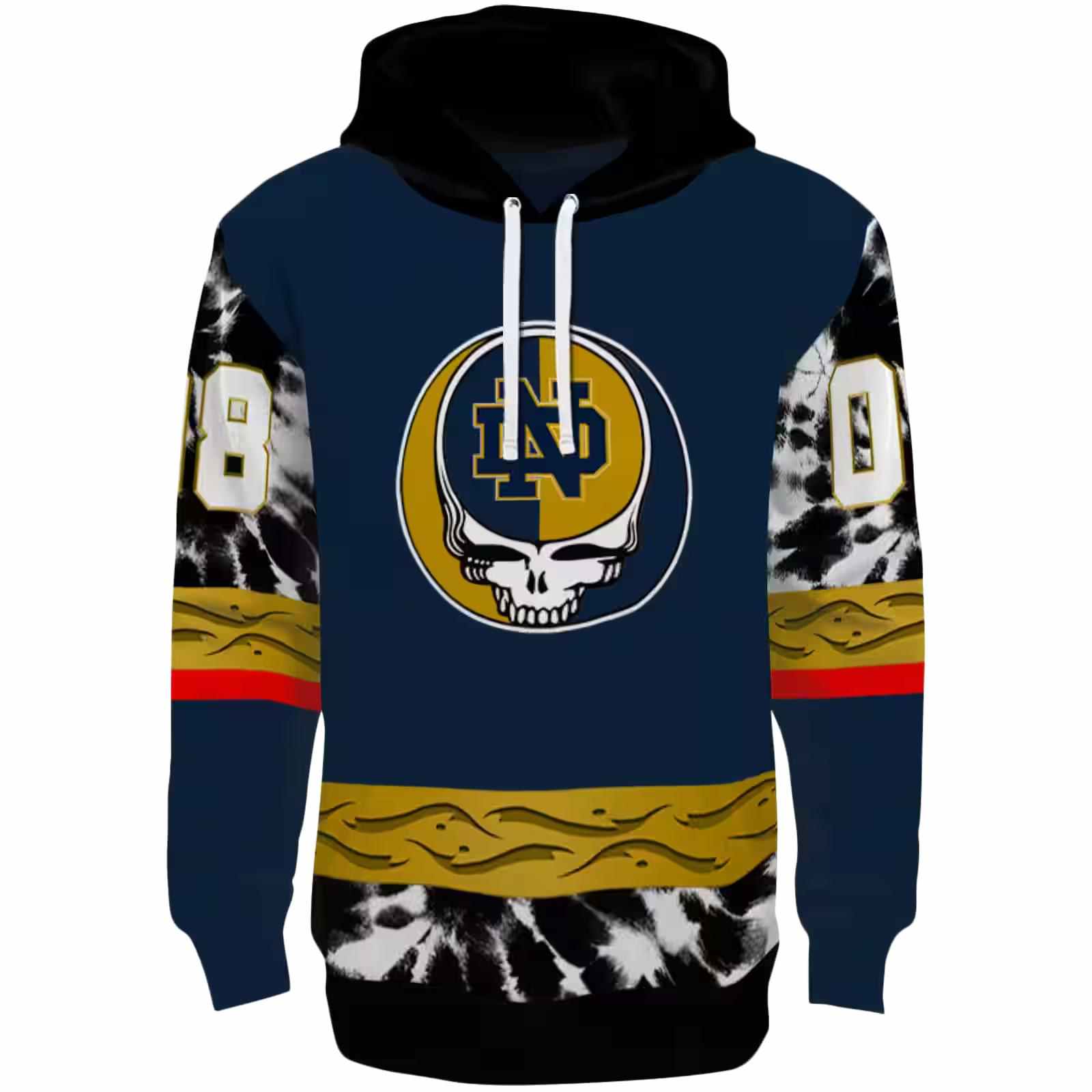 Customized Notre Dame Fighting Irish Grateful Vibes Navy Hoodie
