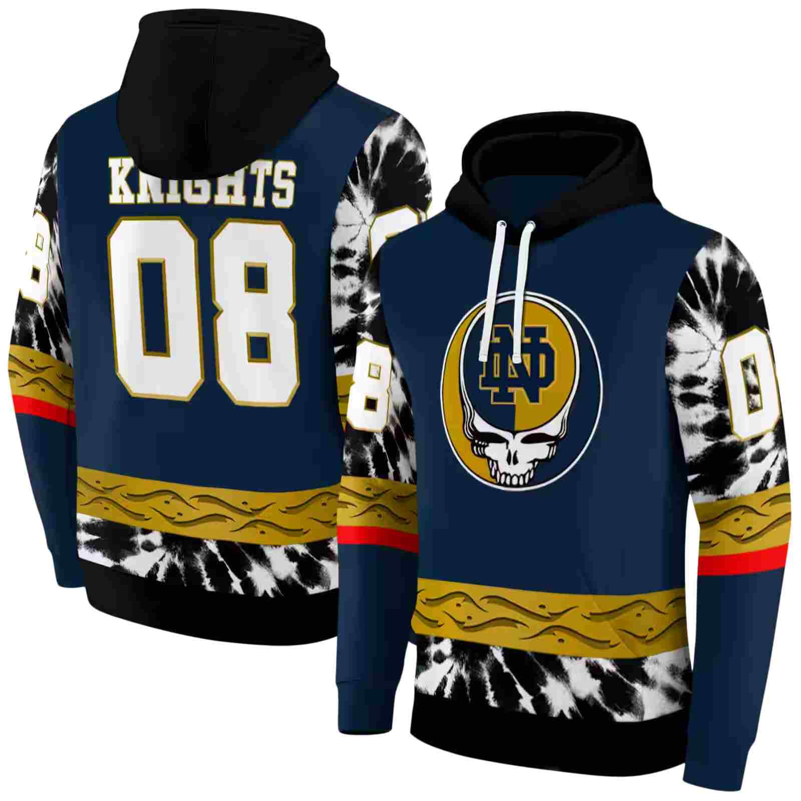customized notre dame fighting irish grateful vibes navy hoodie fashion forward