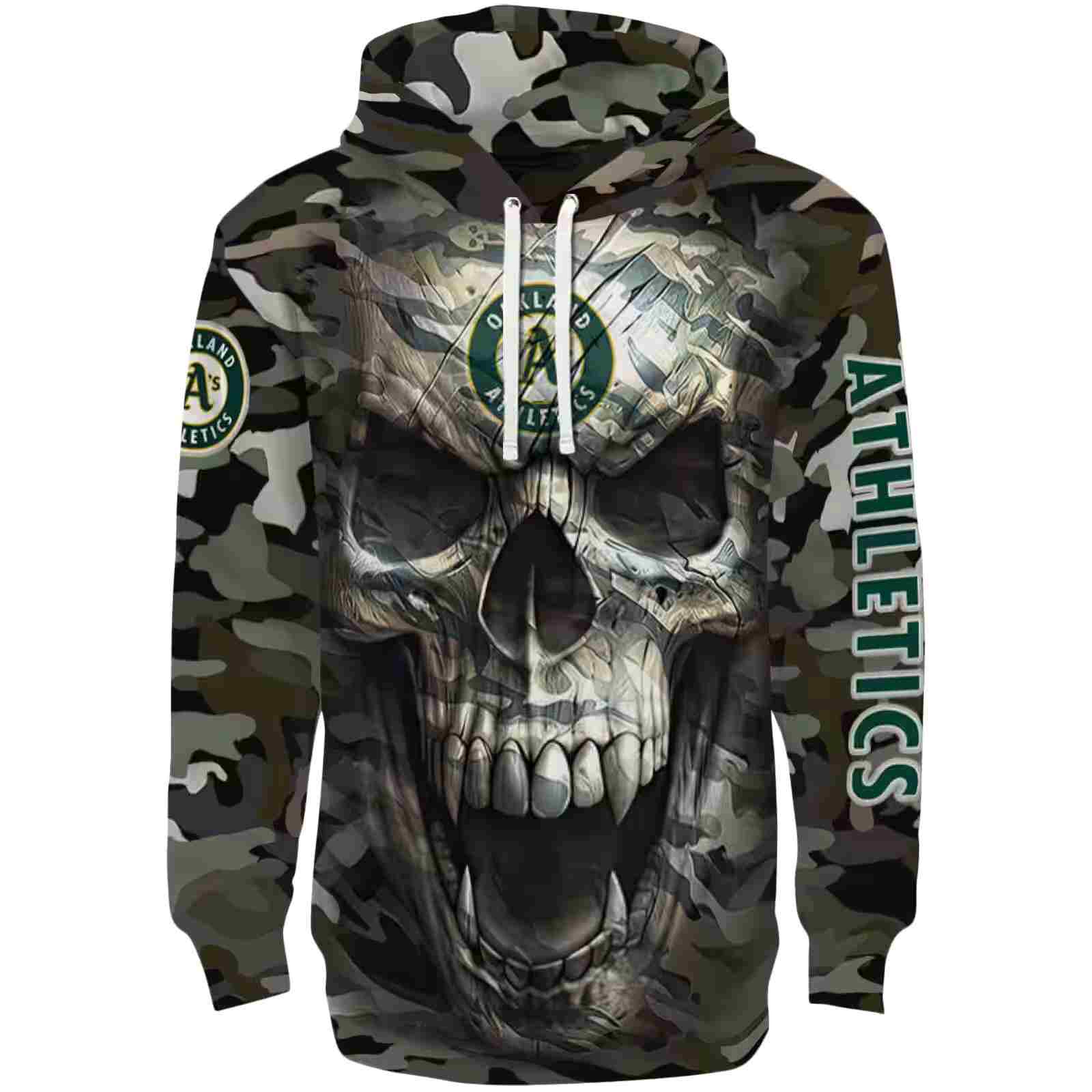 Customized Oakland Athletics Camo Skull Hoodie