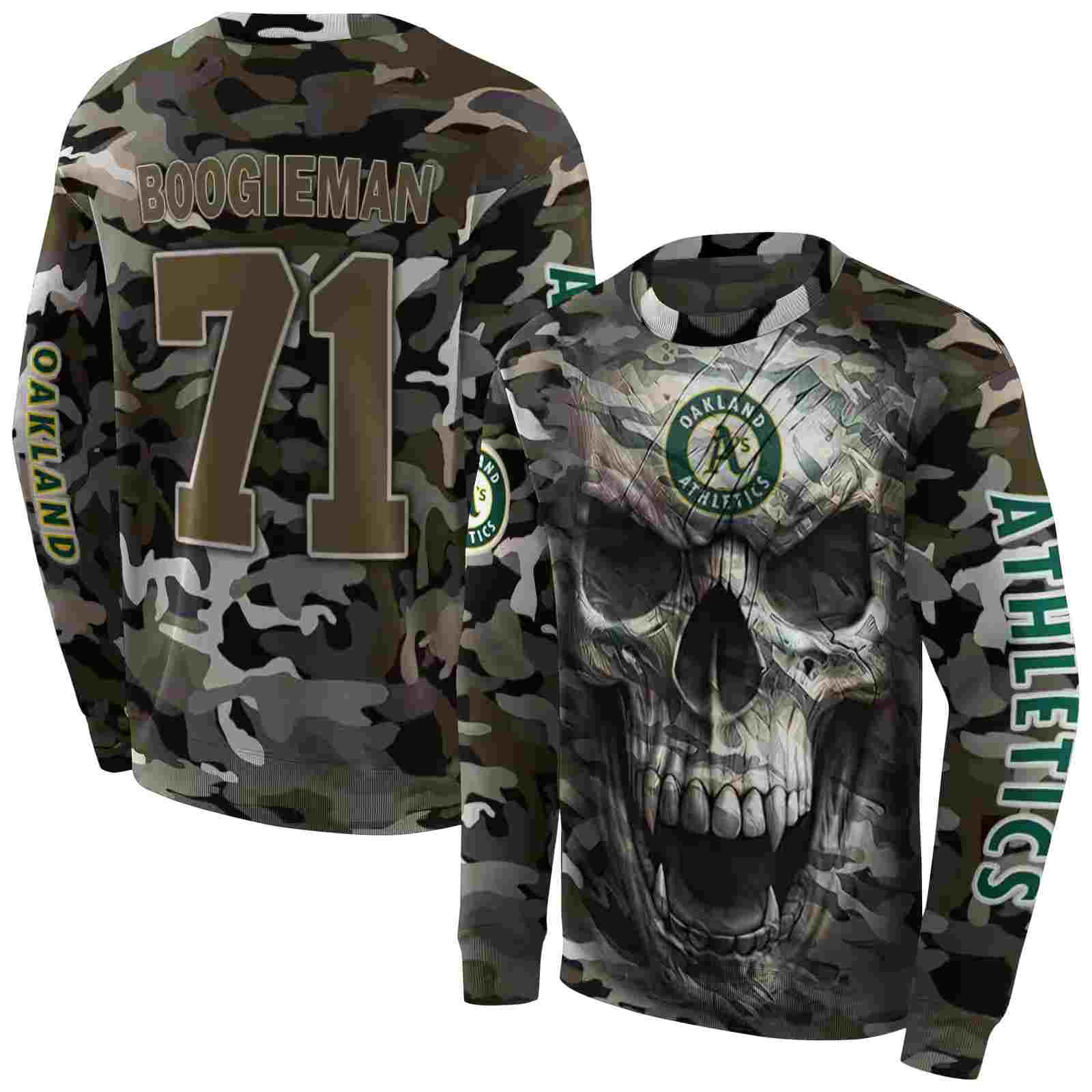 customized oakland athletics camo skull hoodie premium grade