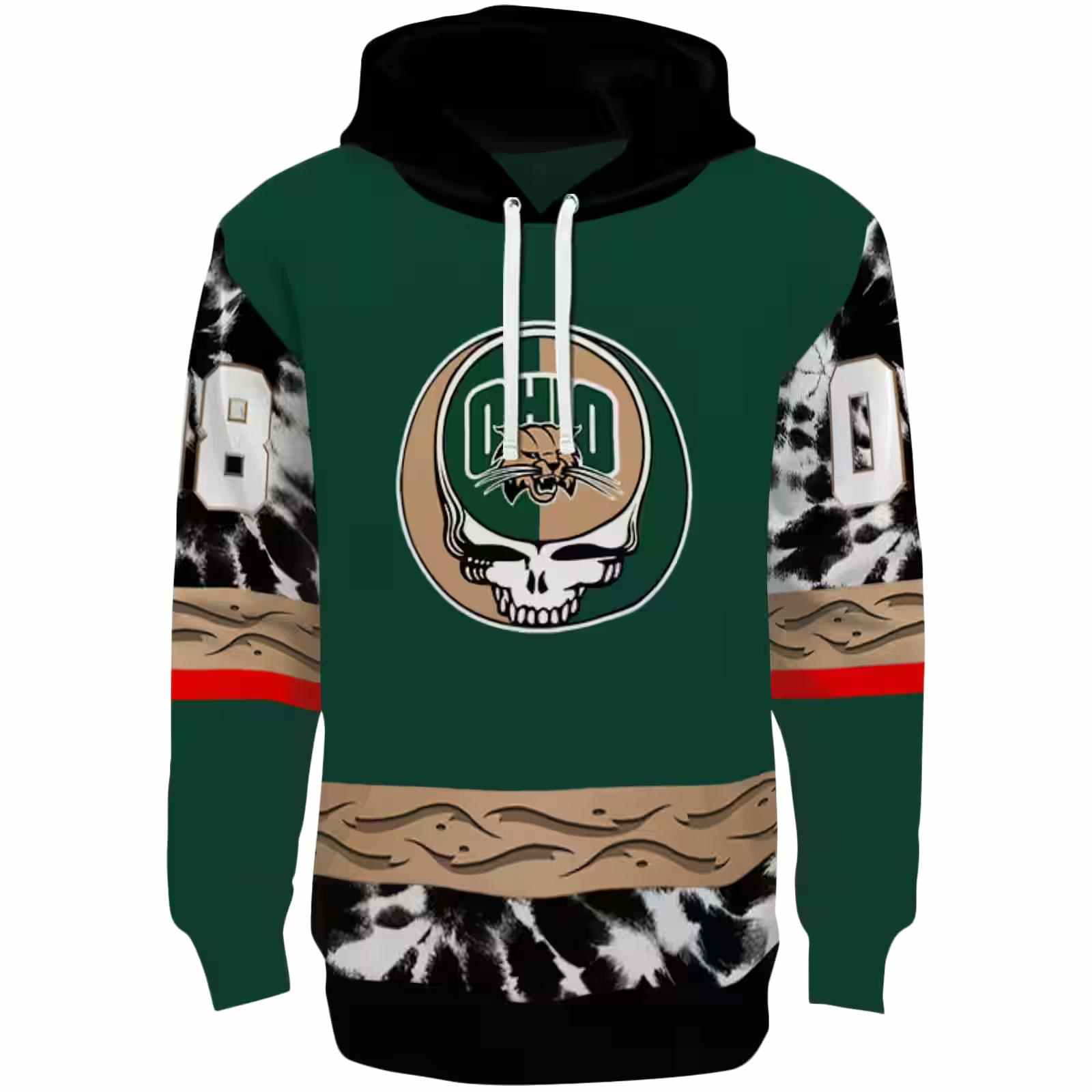 Customized Ohio Bobcats Grateful Vibes Green Hoodie