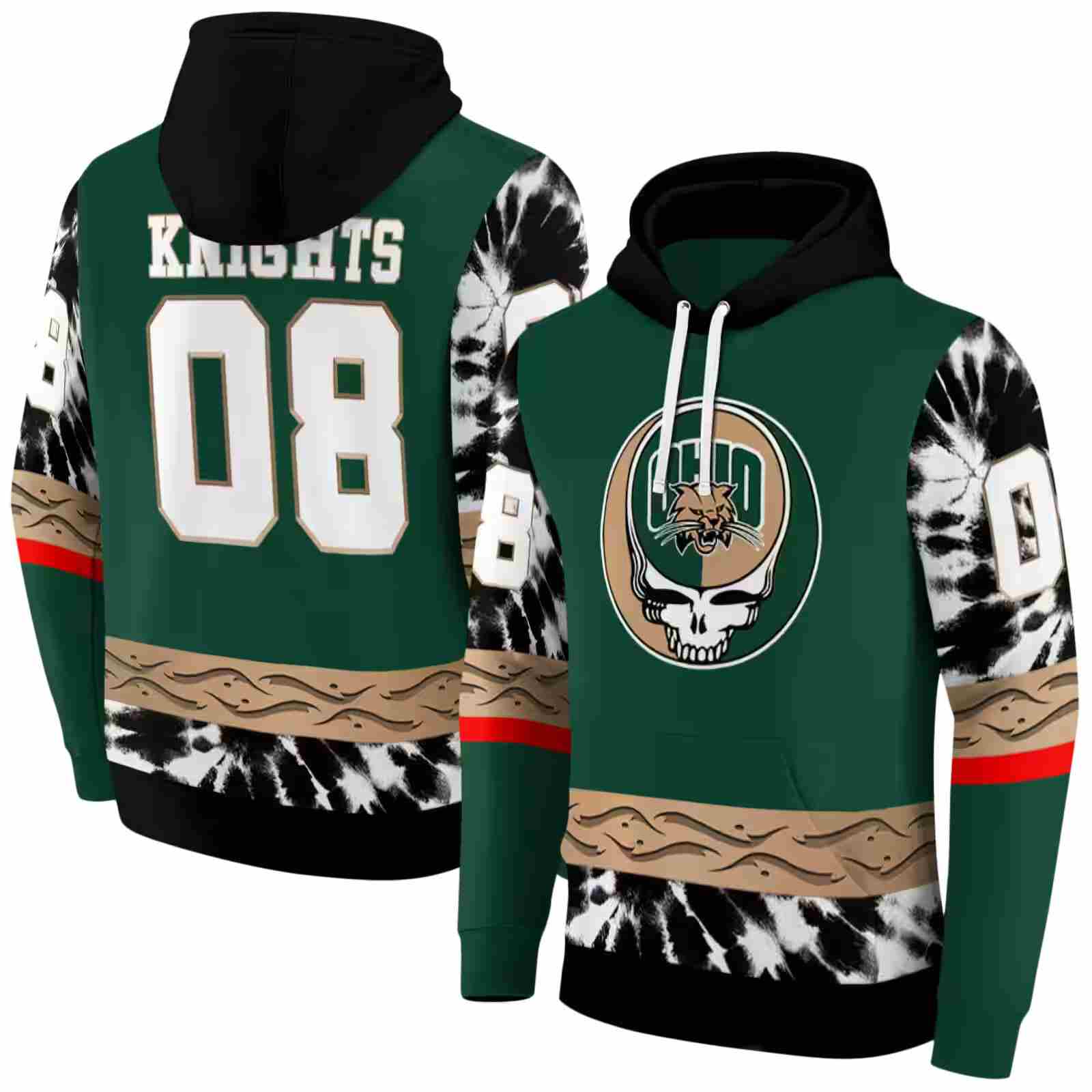 customized ohio bobcats grateful vibes green hoodie fashion forward