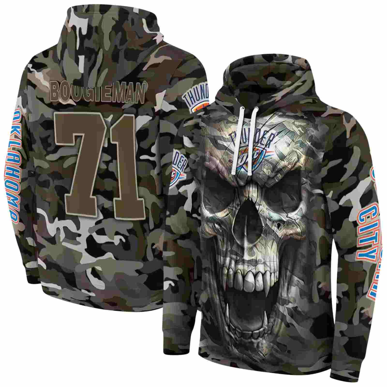 customized oklahoma city thunder camo skull hoodie fashion forward