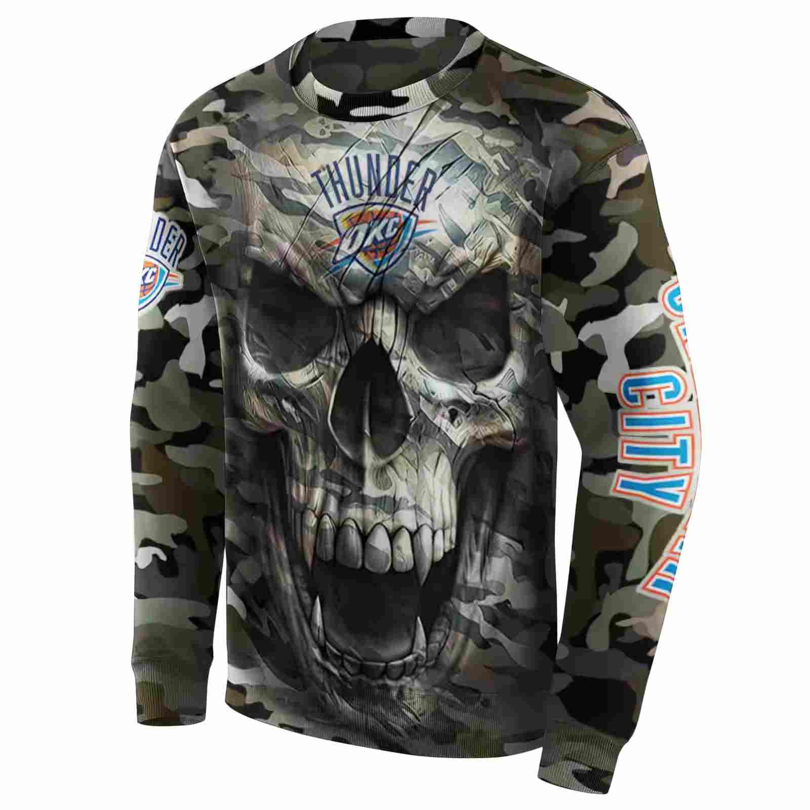 customized oklahoma city thunder camo skull hoodie new arrival