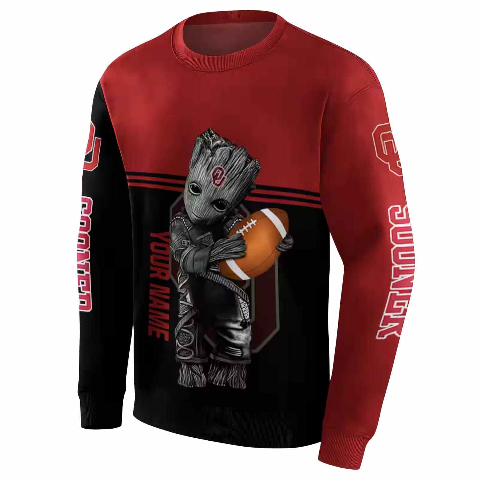 customized oklahoma sooners baby groot crimson black hoodie new arrival