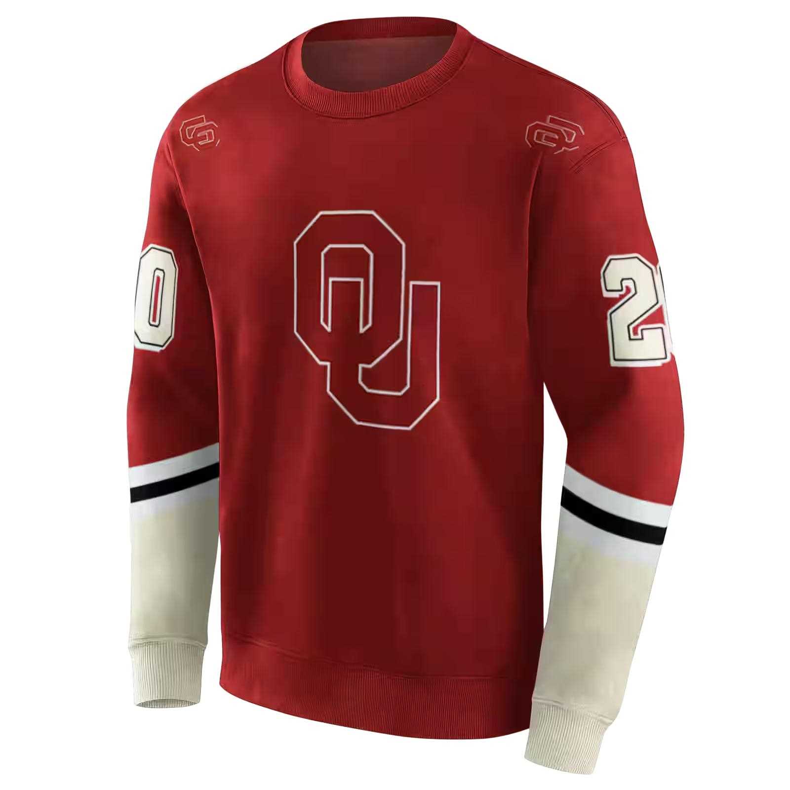 customized oklahoma sooners striped sleeves crimson hoodie new arrival