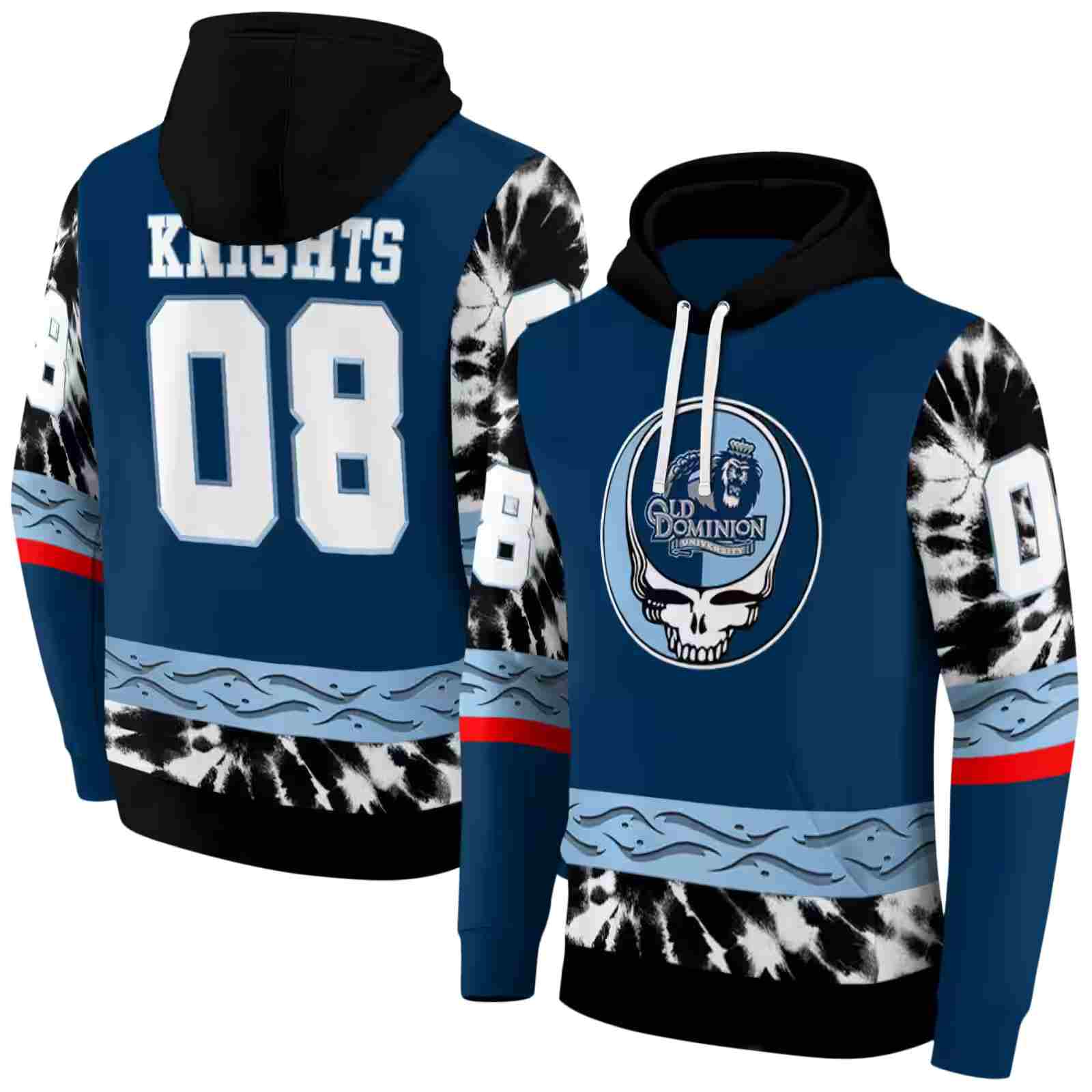 customized old dominion monarchs grateful vibes blue hoodie fashion forward