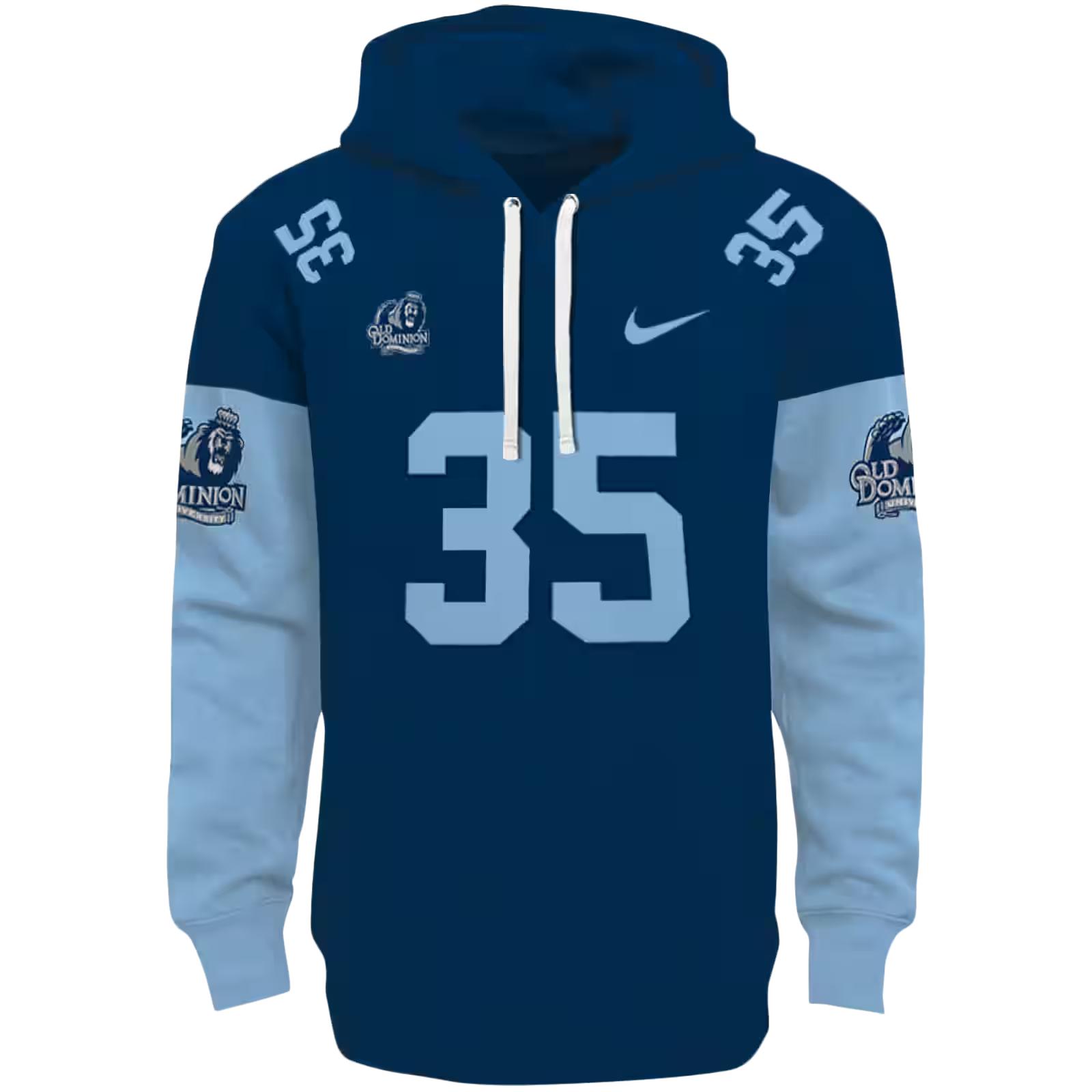 Customized Old Dominion Monarchs Minimal Design Blue Hoodie