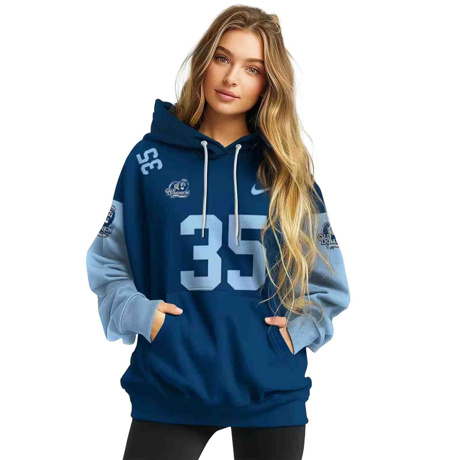 customized old dominion monarchs minimal design blue hoodie high quality