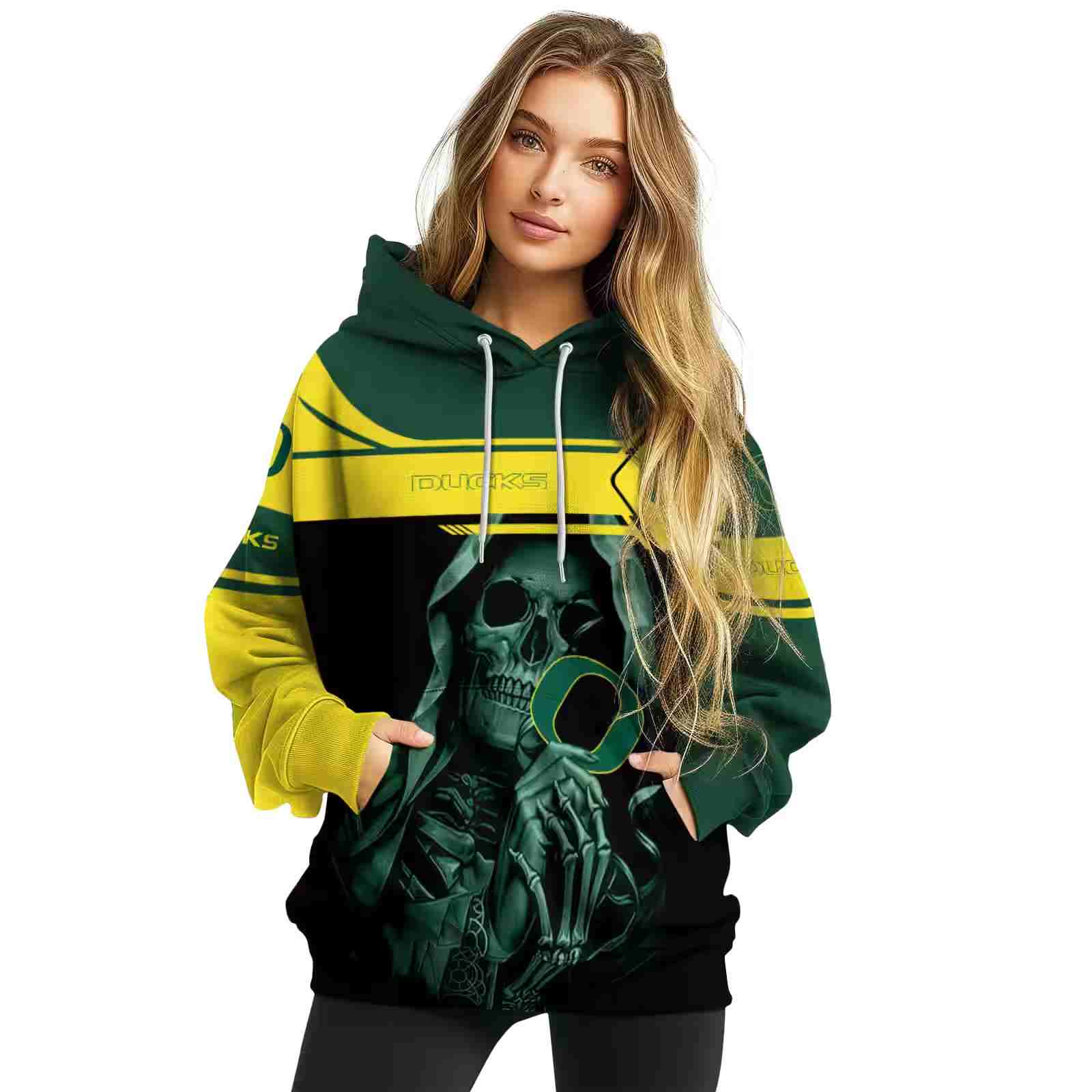 customized oregon ducks grim reaper green black hoodie high quality