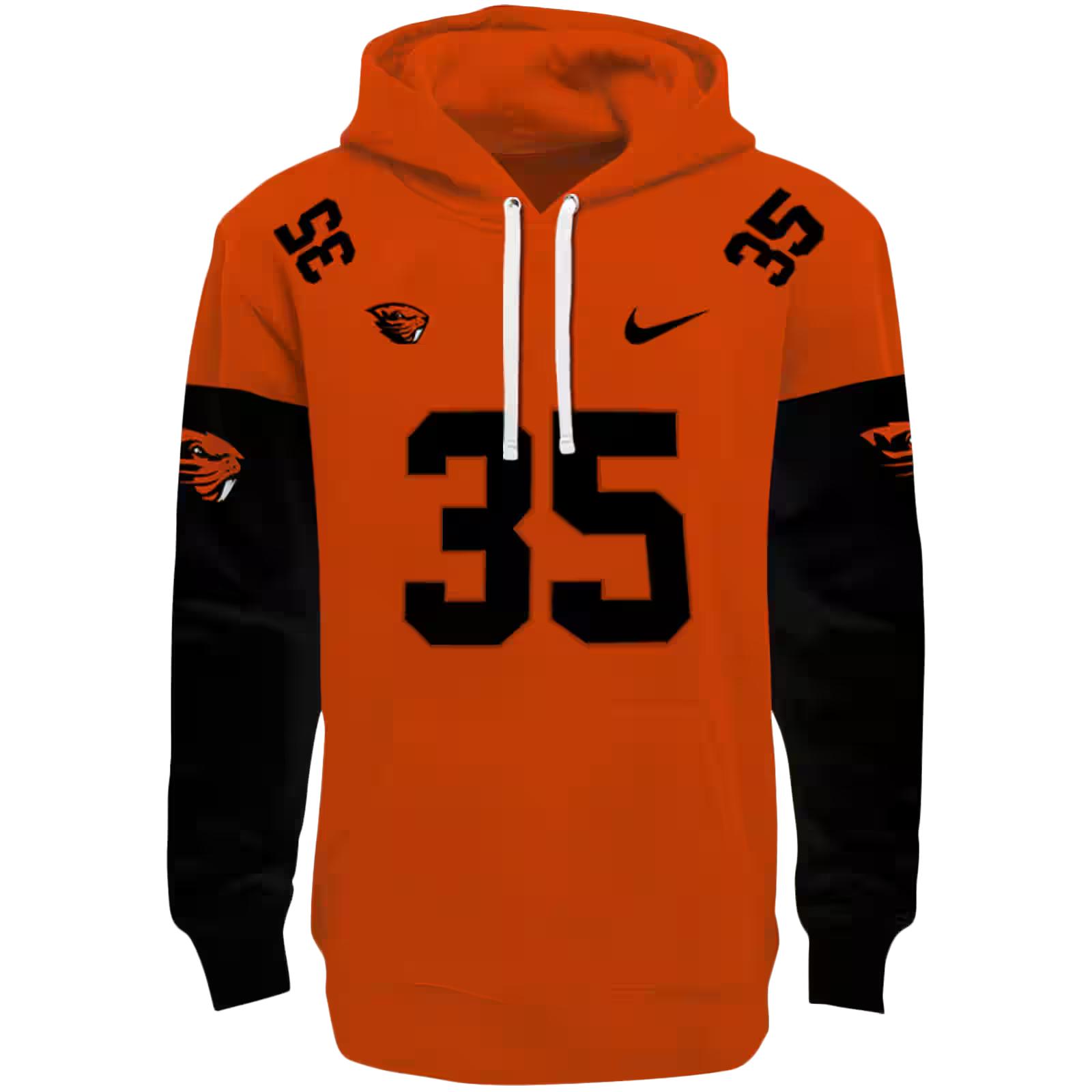 Customized Oregon State Beavers Minimal Design Orange Hoodie