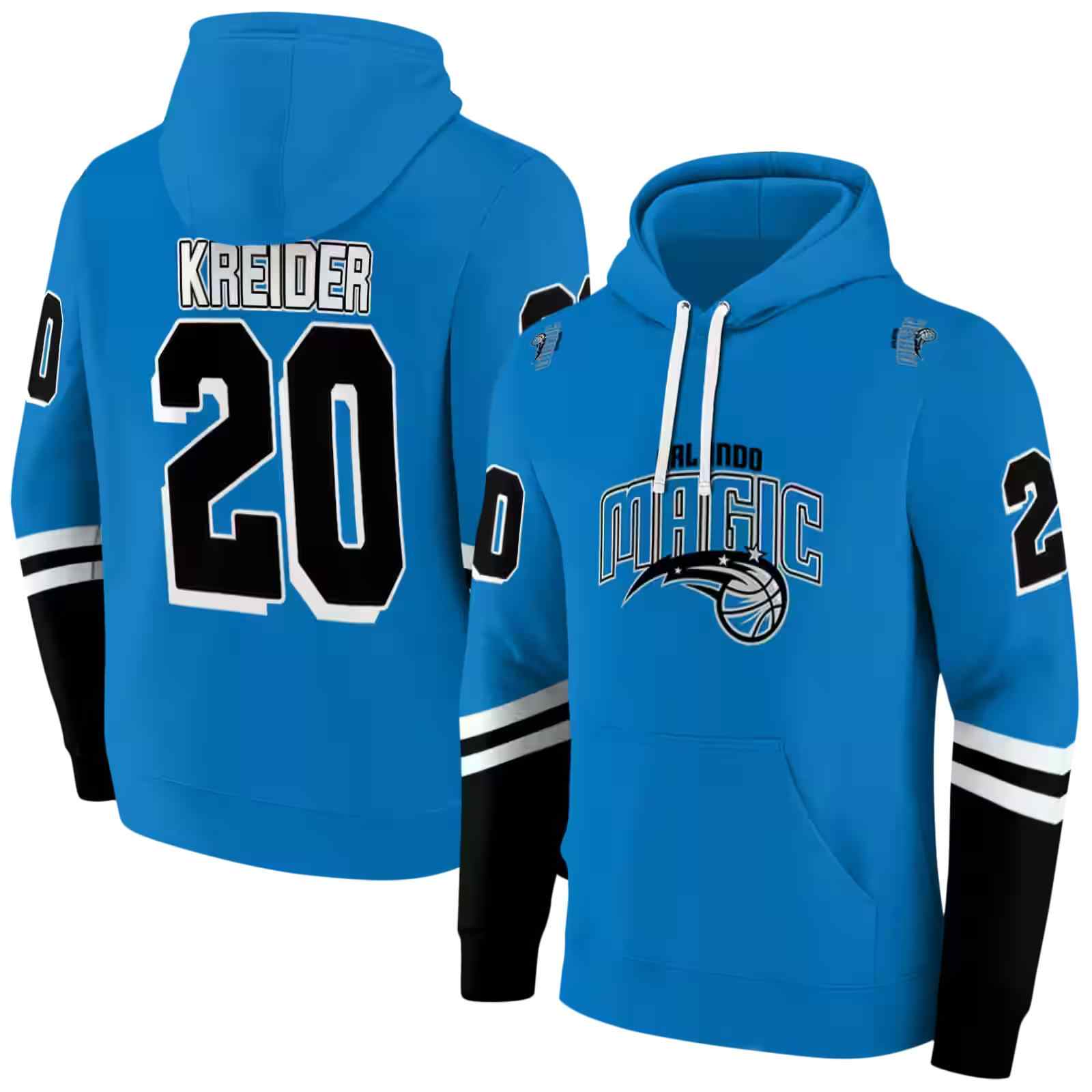 customized orlando magic striped sleeves blue hoodie fashion forward