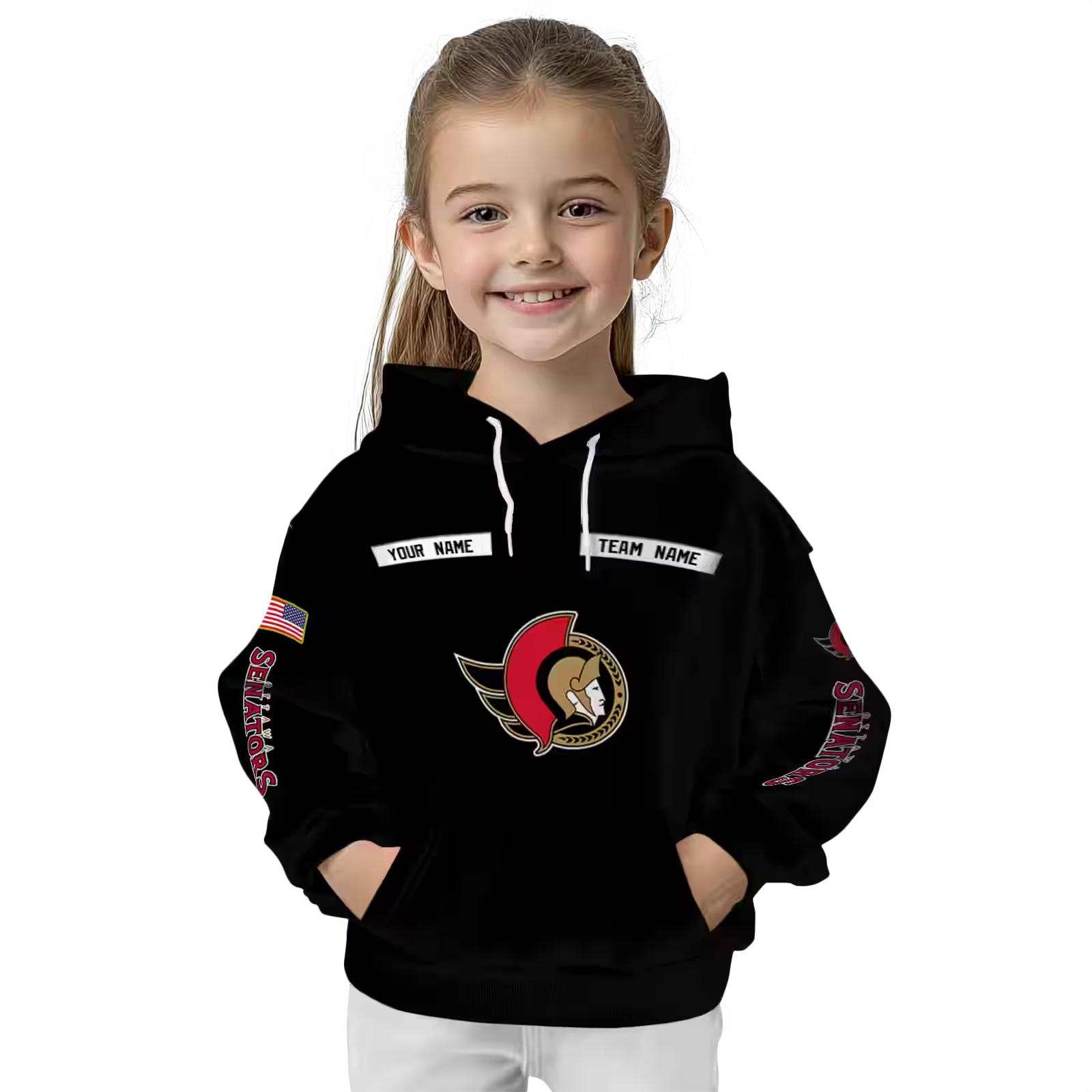 customized ottawa senators punisher skull black hoodie top rated