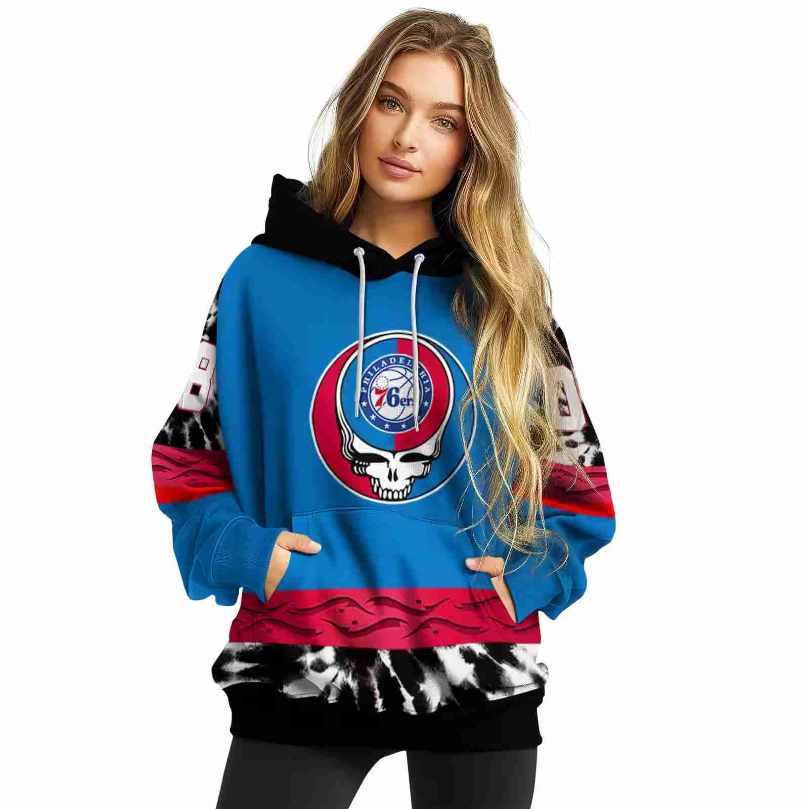 customized philadelphia 76ers grateful vibes blue hoodie high quality