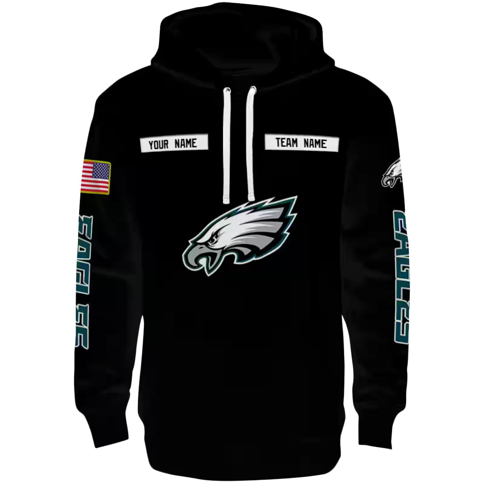 Customized Philadelphia Eagles Punisher Skull Black Hoodie