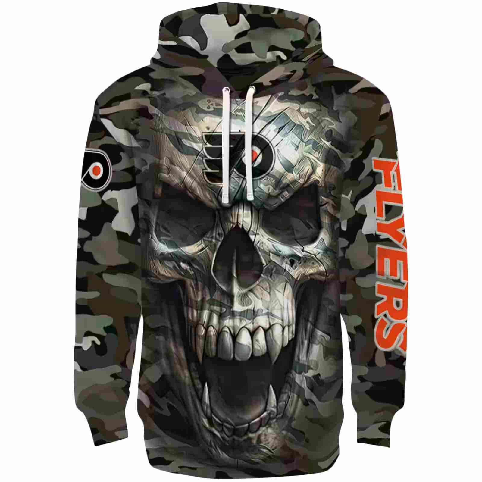 Customized Philadelphia Flyers Camo Skull Hoodie