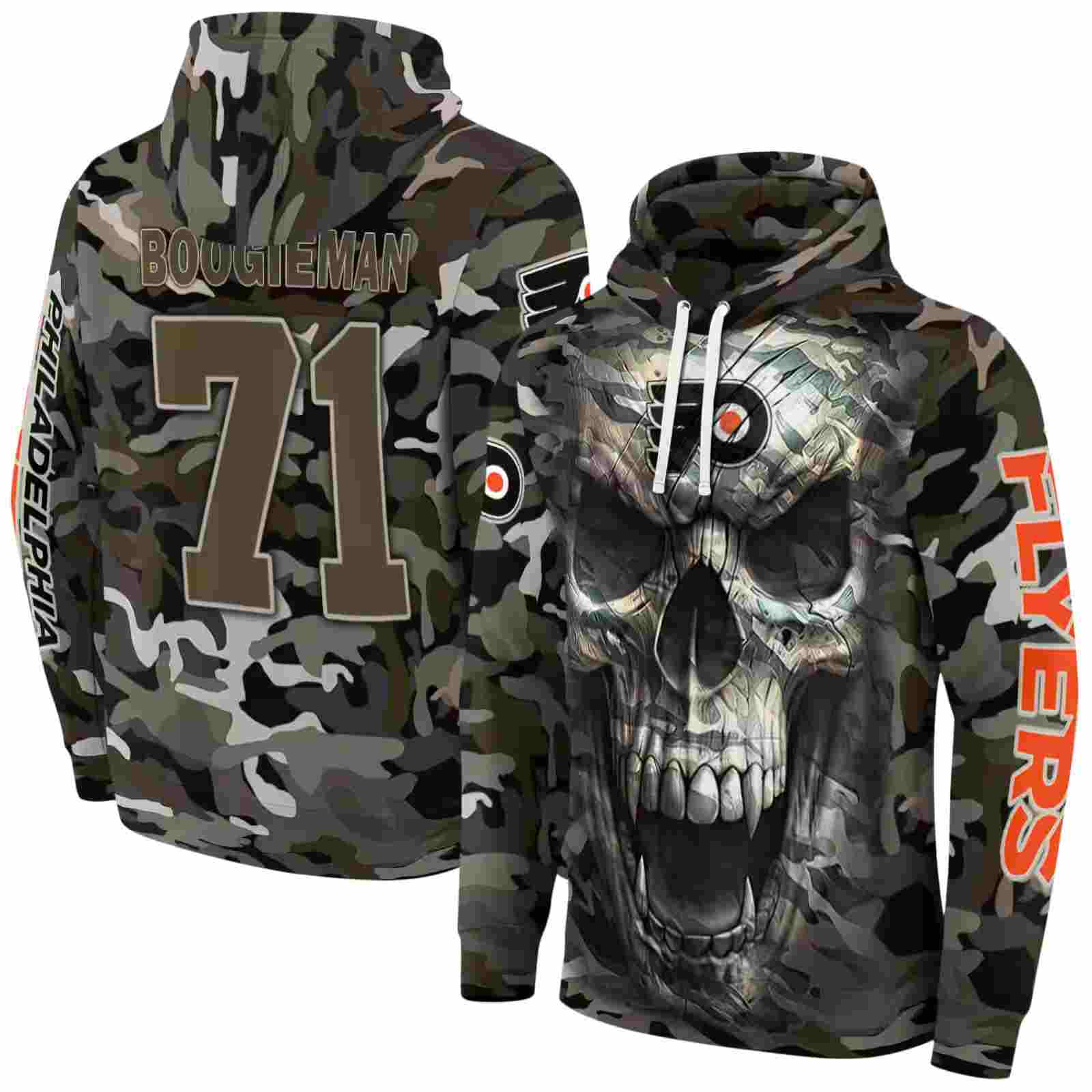 customized philadelphia flyers camo skull hoodie fashion forward