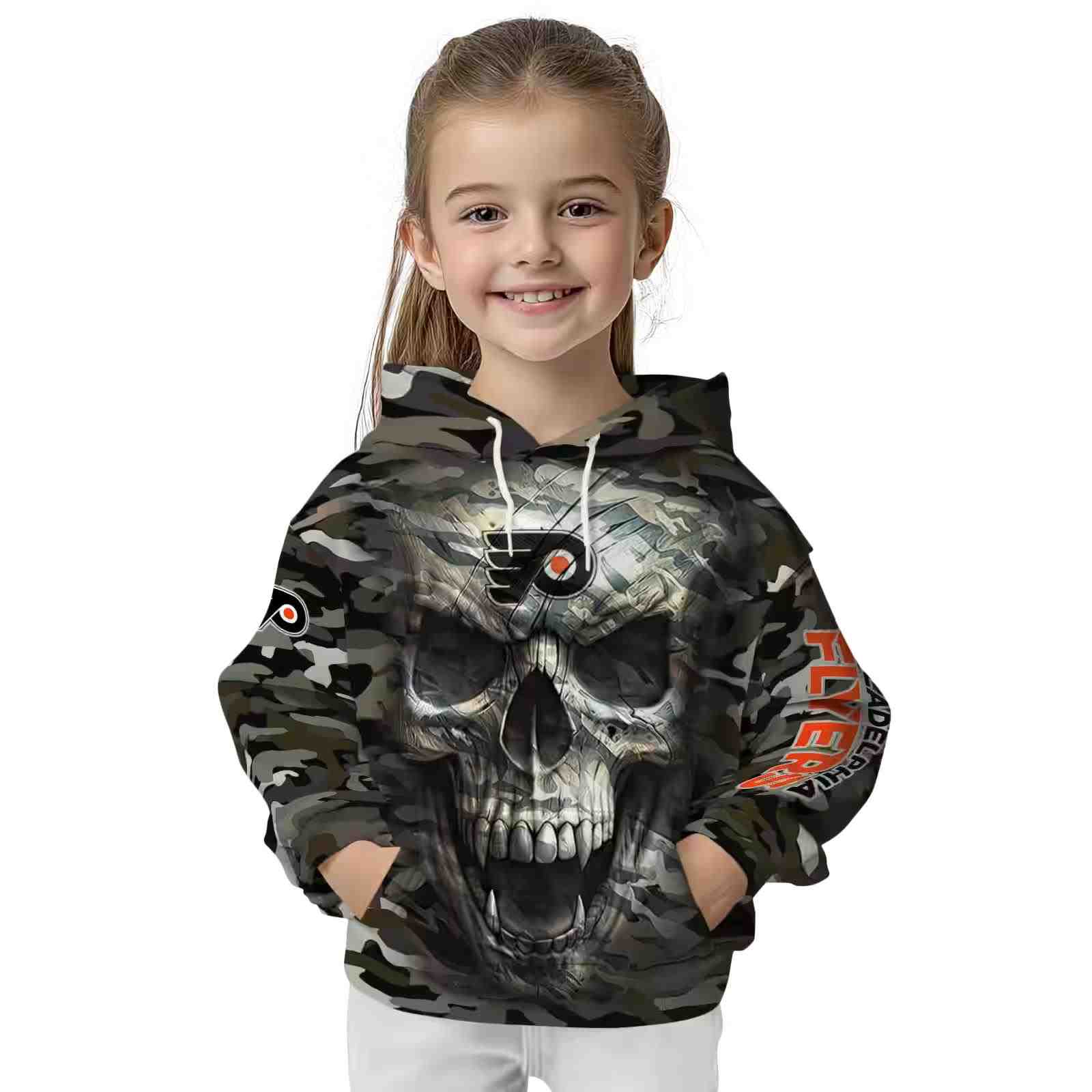 customized philadelphia flyers camo skull hoodie top rated