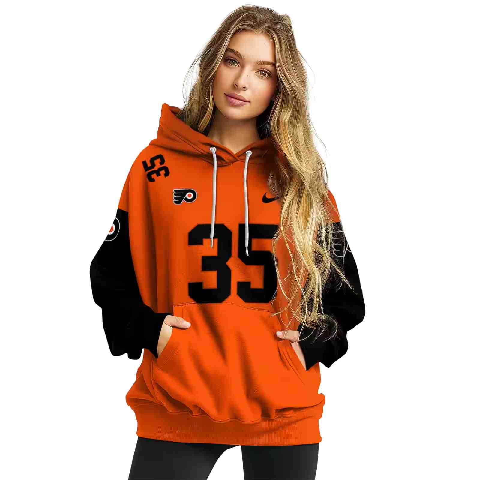 customized philadelphia flyers minimal design orange hoodie high quality