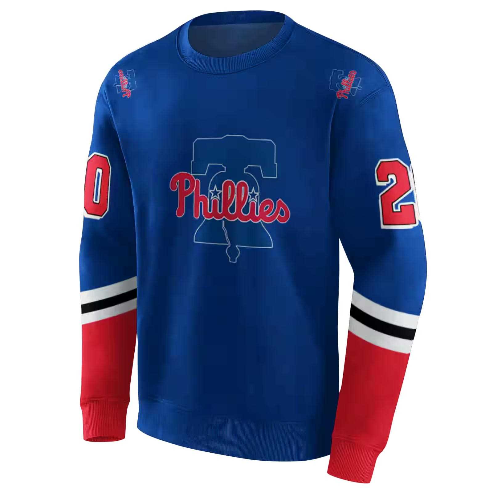 customized philadelphia phillies striped sleeves blue hoodie new arrival