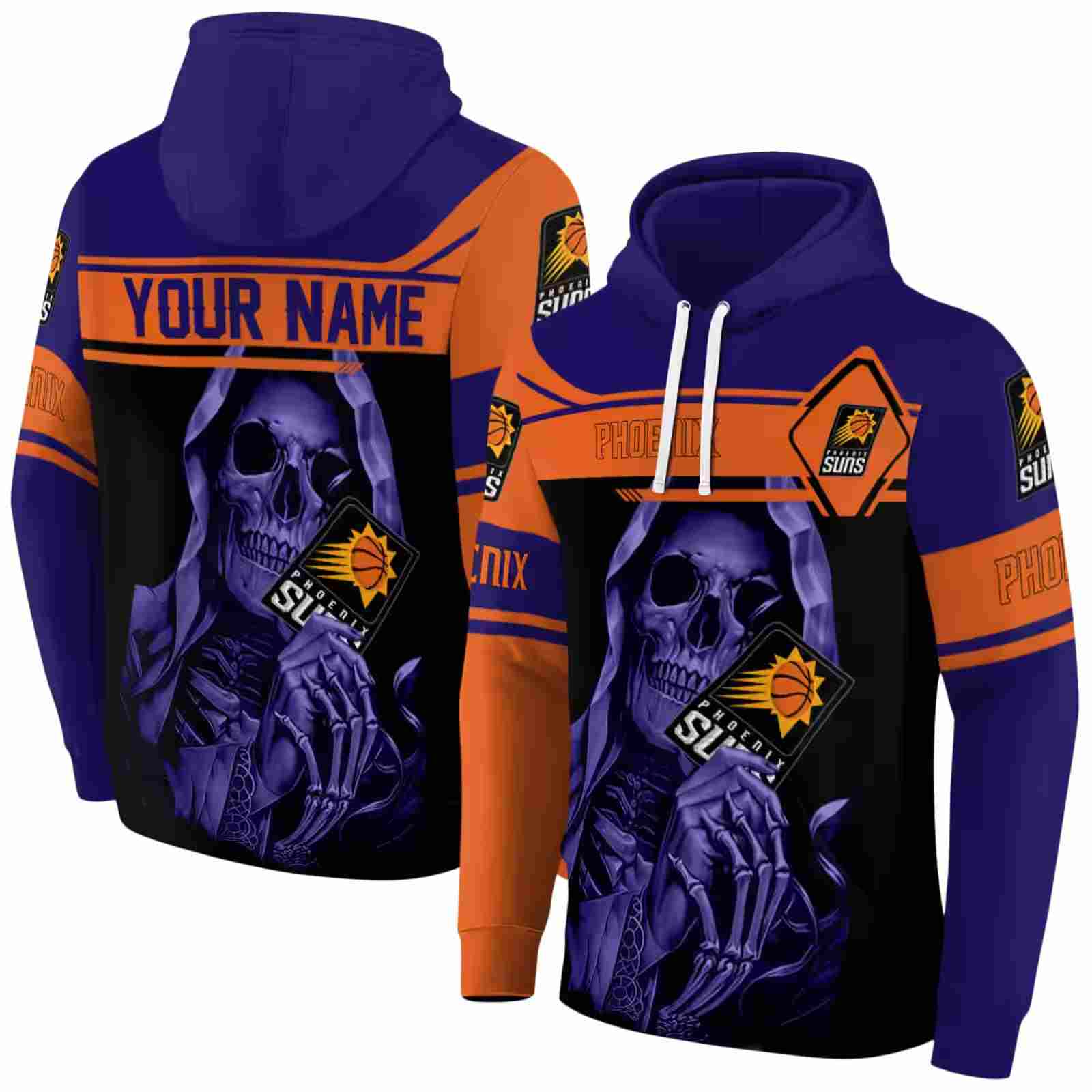 customized phoenix suns grim reaper purple black hoodie fashion forward