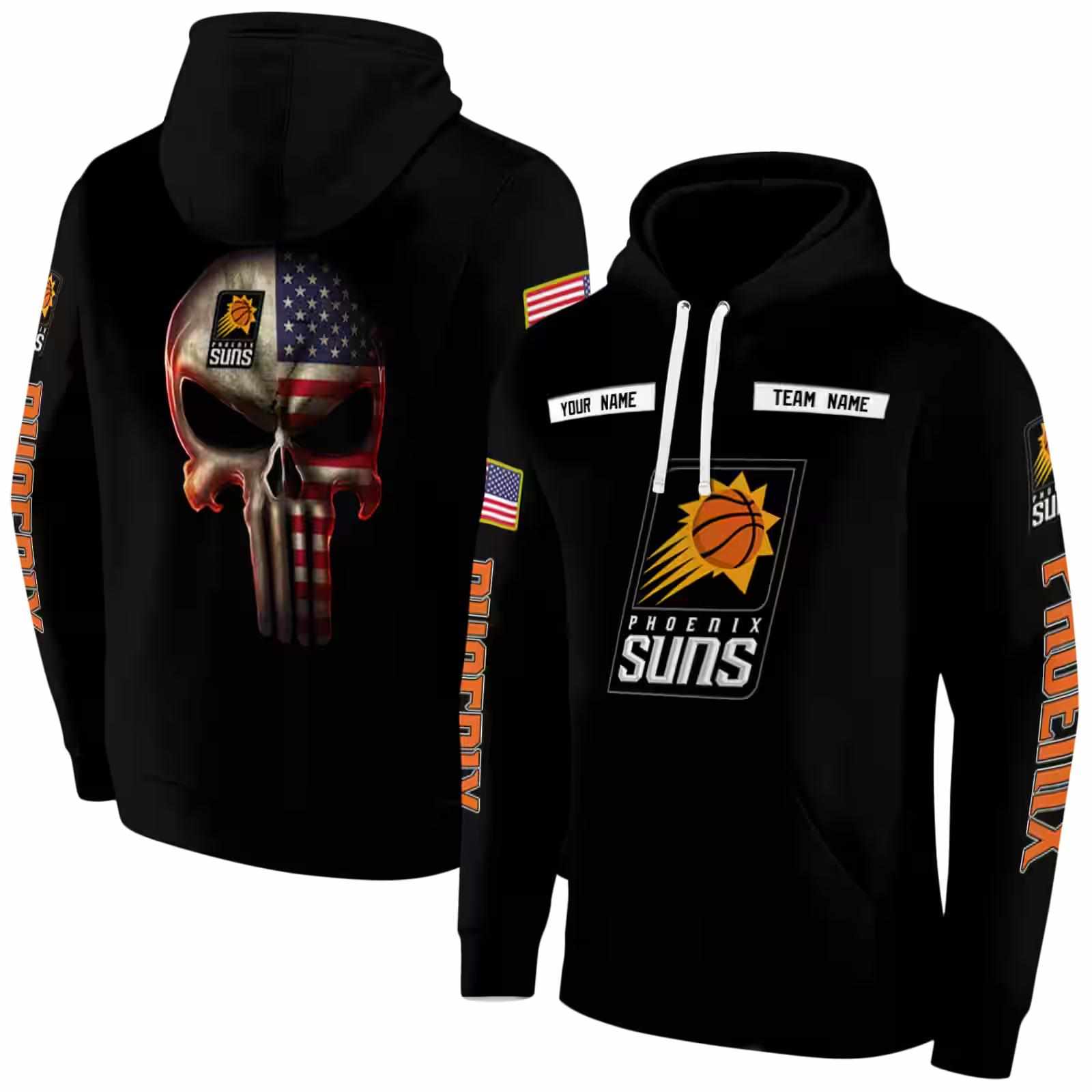 customized phoenix suns punisher skull black hoodie fashion forward