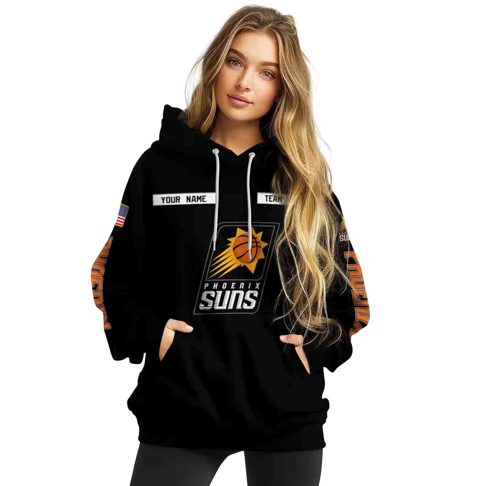 customized phoenix suns punisher skull black hoodie high quality