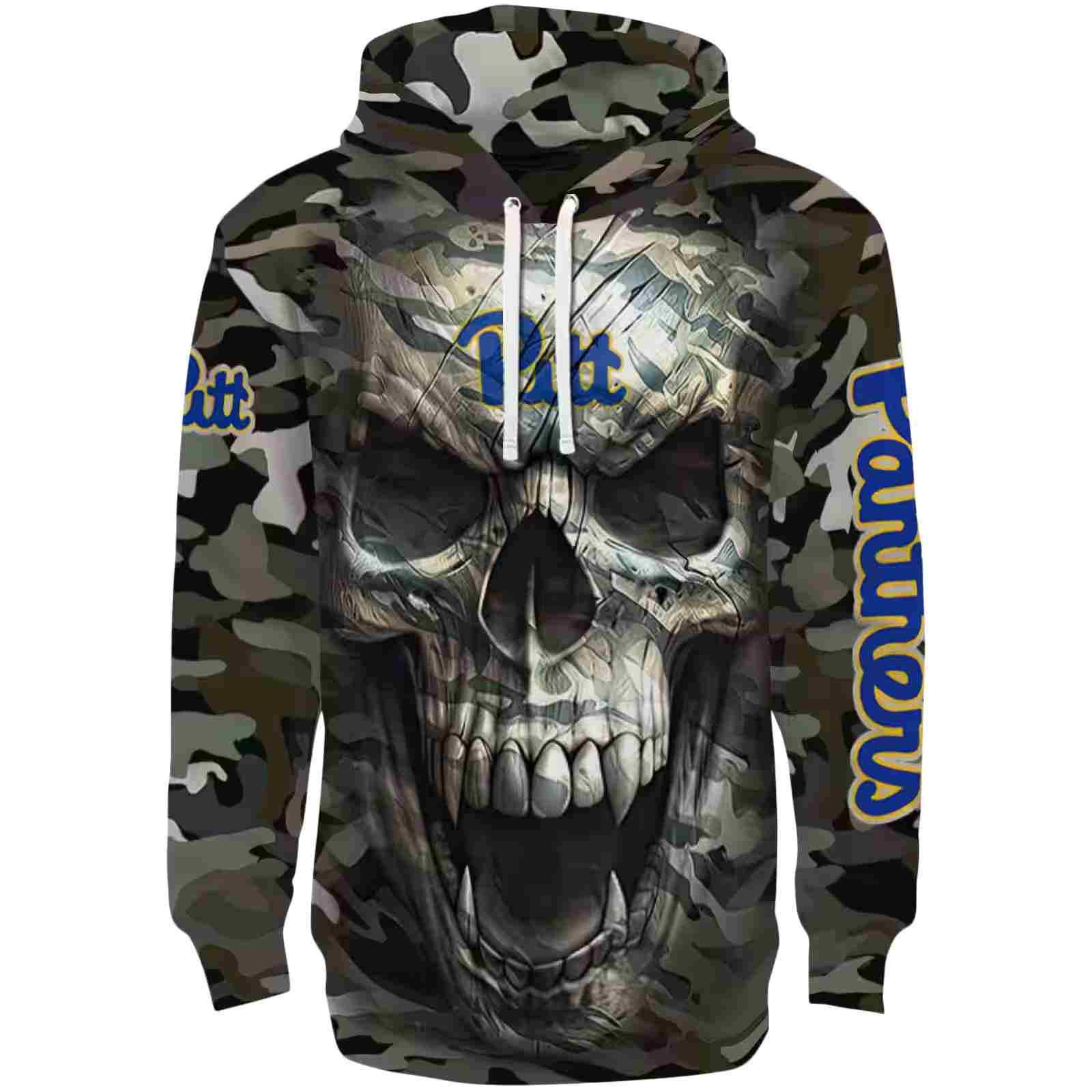 Customized Pittsburgh Panthers Camo Skull Hoodie